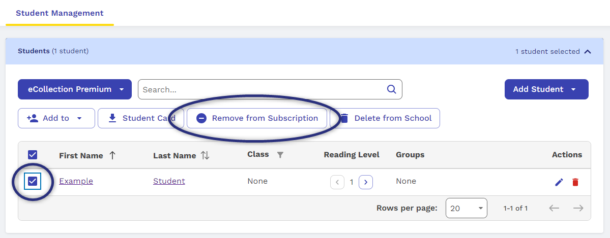 Remove any students that have left the school, or are no longer using the subscription.